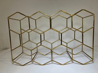 Gold Tone Hex Pattern Wine Rack