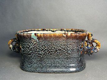 Signed Elephant Pottery Planter