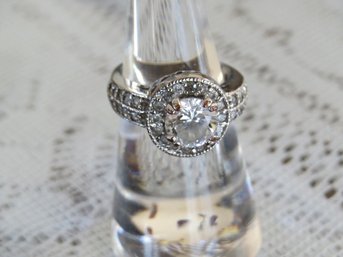 Beautiful Palladium Clear Stone Ring
