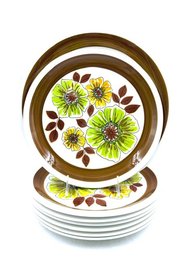 Vintage Mikasa 8 Piece Cera-stone Set Of Dinner Plates & Serving Platters - Barkhill Pattern