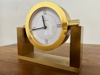 Vintage Tiffany & Co. Brass Swivel Desk Clock