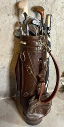 Brown Golf Bag And Clubs - Hagen, Prima III, Haig, Haynie, Karsten
