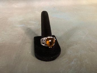 Sterling Silver? Citrine Ring Size 10 #24