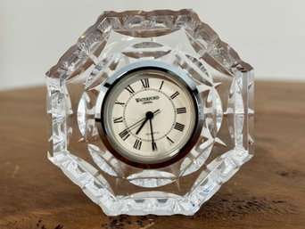 Lovely Waterford Crystal Hexagon Desk Or Bedside Clock With Recessed Bezel