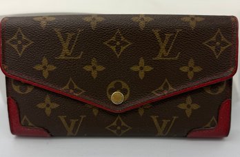Louis Vuitton Monogram Sarah Retiro Red Trim Wallet