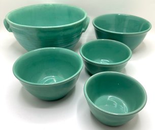 Set 5 Stacking Vintage Ceramic Mixing Bowls