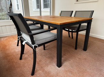 Exceptional BARLOW TYRIE Teak Top Metal Outdoor Dining Table And Chairs With Mesh Seat