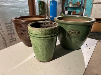 3 Decorative Planters Green/Brown