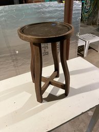 Wooden Plant Stand W/Metal Tray