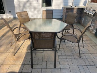 Hexagonal Patio Table & Six Arm Chairs