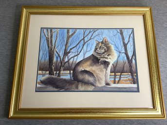 Watercolor Painting Of A Cat By Shirley Fernekes Signed