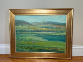 Hall Groat Senior 'Birdie Putt, Golfing At Green Lakes' Signed Original Oil On Canvas Painting