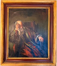 Oil On Hard Canvas, Gentleman Seated In Robe, Signed David