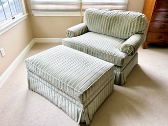 Custom Skirted Chair And A Half With Ottoman