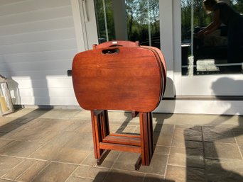 All Wood Folding Snack Tables & Holder