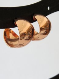 Chunky Copper Half Hoop Pierced Earrings