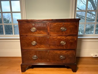 Antique Federal Style Flame Mahogany Chest Of Drawers