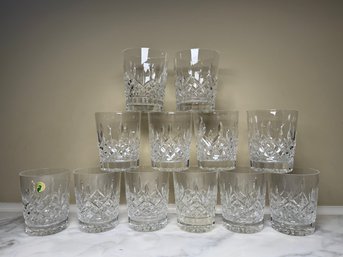 Twelve Waterford Crystal Lismore Pattern Rocks Glasses