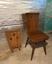 Antique Handmade Wooden Chair With Extra Back