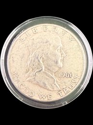 1961-D Ben Franklin Silver Half Dollar