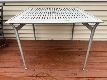 Brown Jordan Brushed Aluminum Patio Table With Silver Metallic Finish