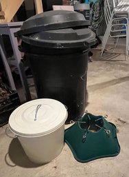 Buckets, Pails And Xmas Tree Stand
