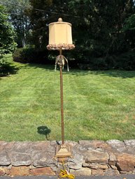 Contemporary Floor Lamp With Rosette Adorned Shade