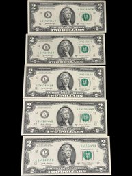 5- 2017-A $2.00 Bills In Numeric Order