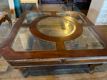 Beveled Glass Pieces Are Inlaid In Coffee Table Top