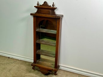 Antique Wooden Shelf With Mirror Back