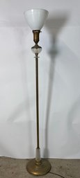 Antique Brass Floor Lamp With Glass Shade