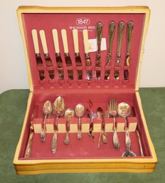 1847 Rogers Bros. Silverplate 'Daffodil' Flatware Set With Original Storage Chest