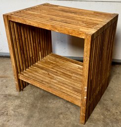 Slat Wood End Table