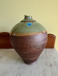 Tall Green And Brown Vase
