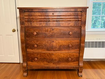 Stunning Antique 1800s American Empire Flame Mahogany Dresser