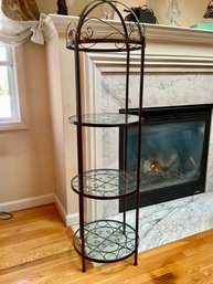 Vintage Style Metal & Glass 3-Tier Etagere / Plant Stand