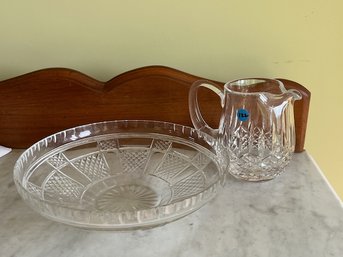 Cut Glass Bowl  And Leaded Crystal Pitcher
