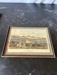 Framed Lithograph Print Titled 'San Christovao,' Depicting A Military Parade