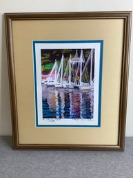 Framed Artwork Titled 'The Marina' Signed