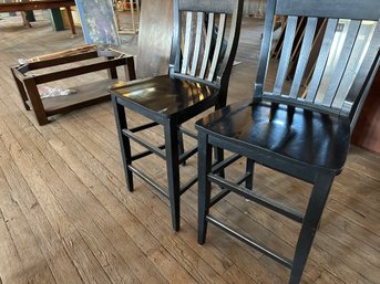 Pottery Barn Pair Of Black Stools
