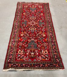 Vintage Hand-Knotted Persian Floral Wool Runner Rug  ~ Red  35' X 80' ~