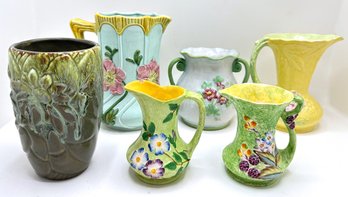 6 Ceramic Pitchers & Vases  By Seymour Mann, James Kent, Royal Haeger & More