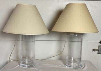 Pair Of Hand Blown Large Simon Pearce Table Lamps