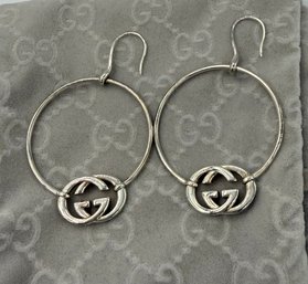 GUCCI Hoop Earrings Sterling Silver 925 In Gucci Bag