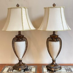 Pair Of Neoclassical Style Crackle Glaze Urn Lamps
