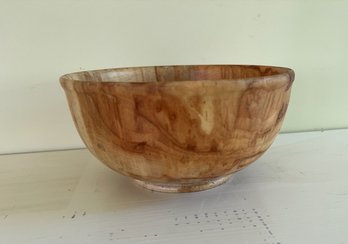 Turned Wooden Bowl, Signed