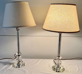 Pair Of Vintage Glass Stick Lamps
