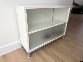 Design Within Reach Sapporo White Cabinet W/ Sliding Glass Doors