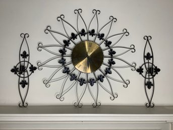 Seth Thomas Starburst Wall Clock & Sconces