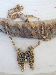 1928 Jewelry Company Filigree Butterfly Fixed Pendant Necklace